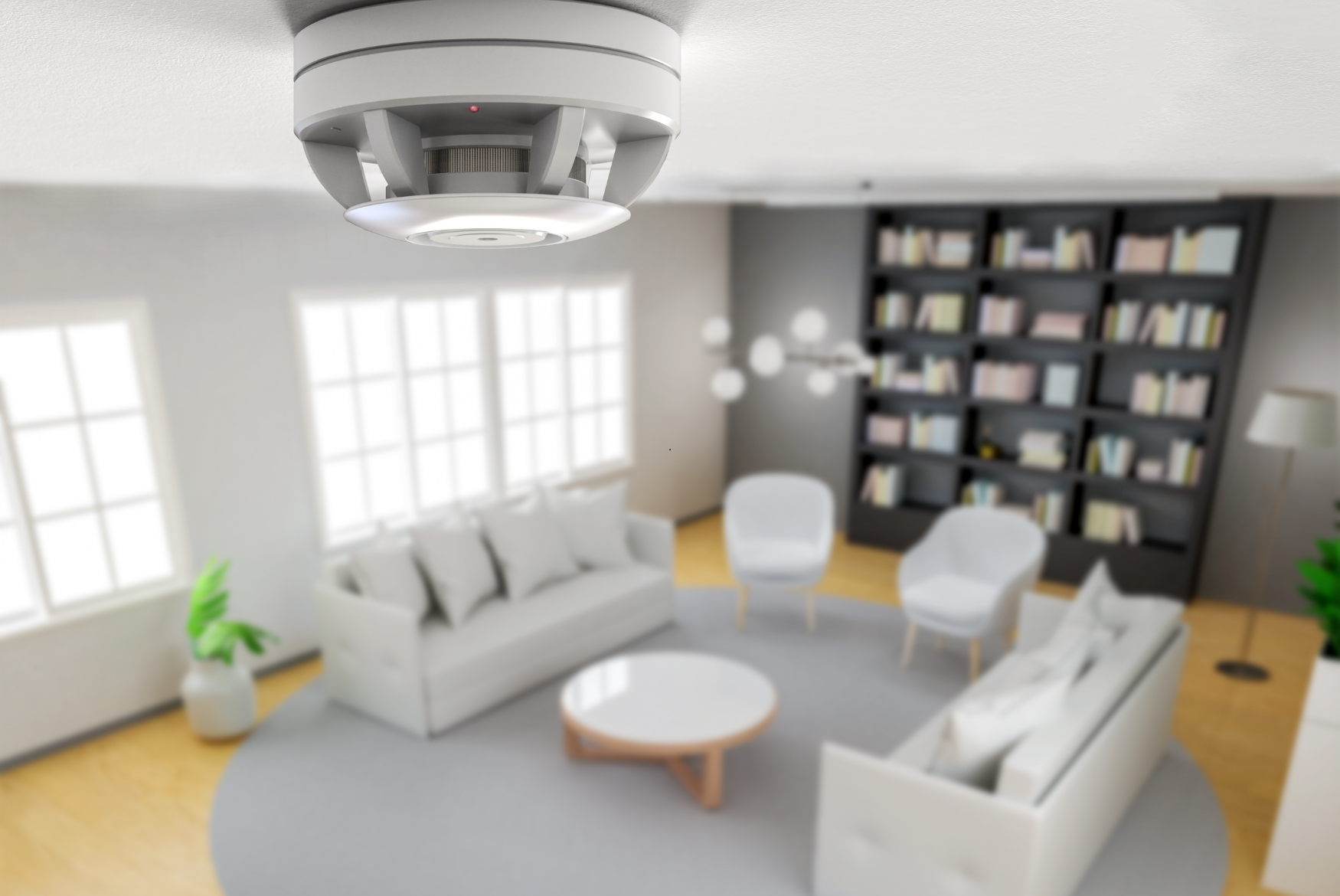 Living room with carbon monoxide filter