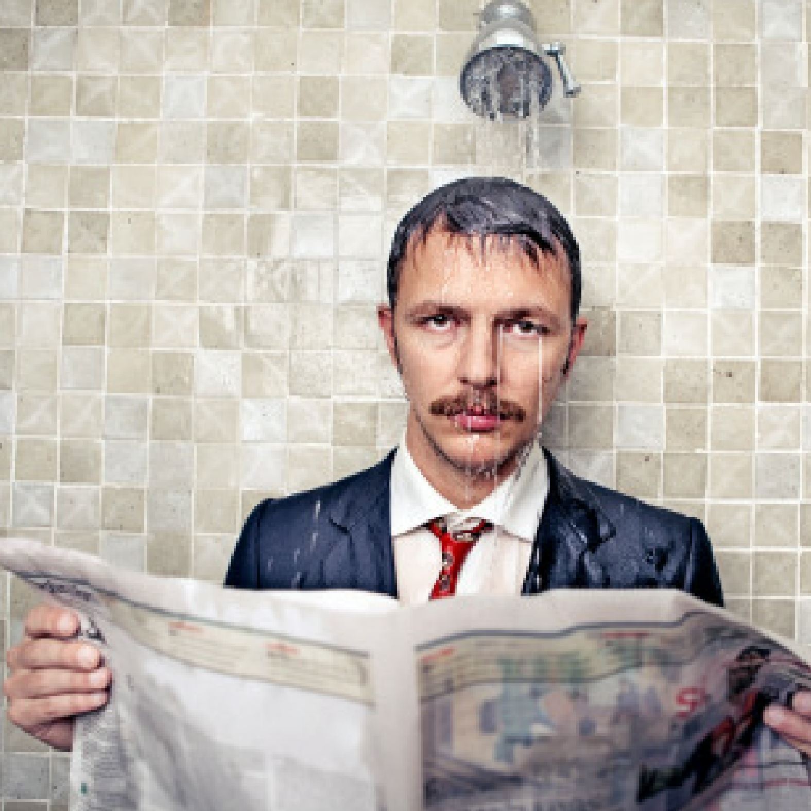 man in shower