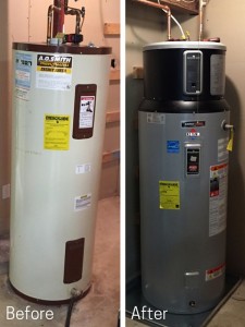 Before and after photo of Herndon water heater replacement