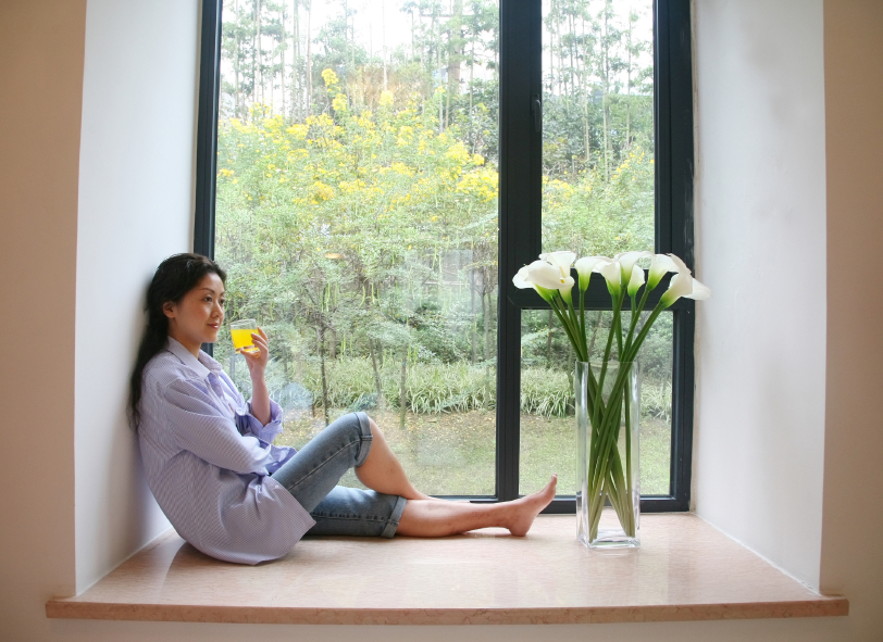 woman near window